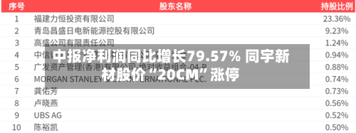 中报净利润同比增长79.57% 同宇新材股价“20CM”涨停-第2张图片