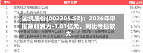 国统股份(002205.SZ)：2026年中报净利润为-1.01亿元，同比亏损放大-第2张图片