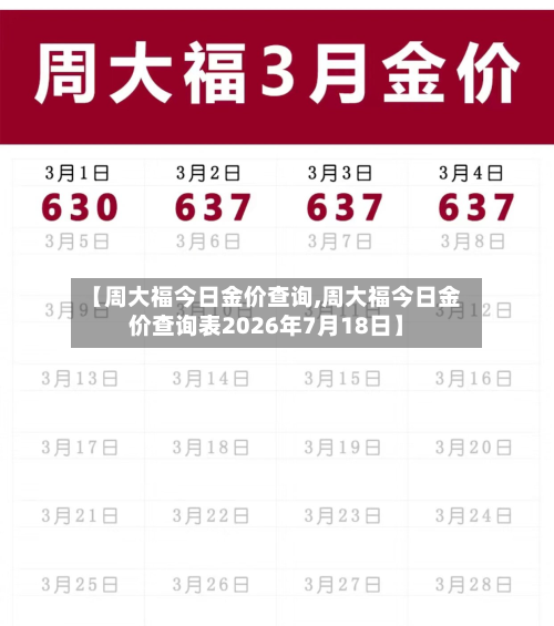 【周大福今日金价查询,周大福今日金价查询表2026年7月18日】