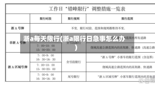 浙a每天限行(浙a限行日急事怎么办)