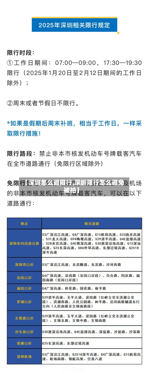 【深圳怎么避限行,深圳限行怎么避免被拍】